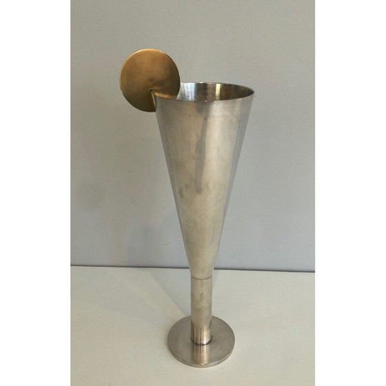 Image 1 of Champagnerflöte aus Silber und Messing von Padova A.Pozzi, Italien 1950