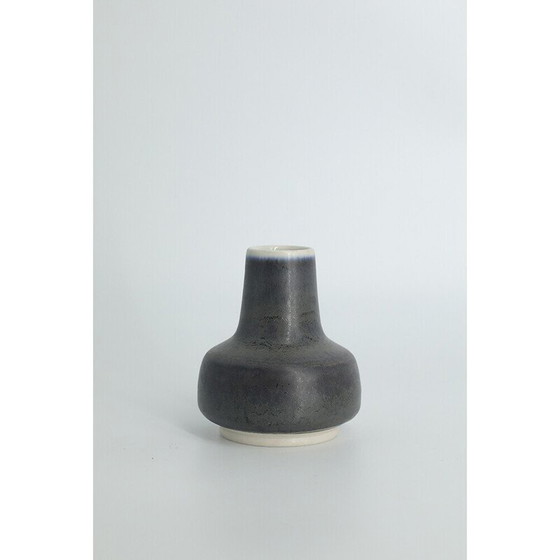 Image 1 of Alte Sammlervase aus anthrazitfarbenem Steinzeug von Gunnar Borg für Höganäs Keramik, Schweden 1960