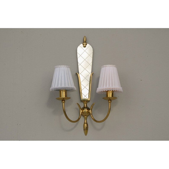 Image 1 of Alte Messing-Wandlampe mit Spiegel, 1950