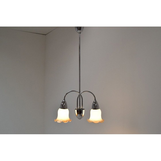 Image 1 of Vintage-Kronleuchter aus Glas und Chrom von Instala Decin, Tschechoslowakei 1960