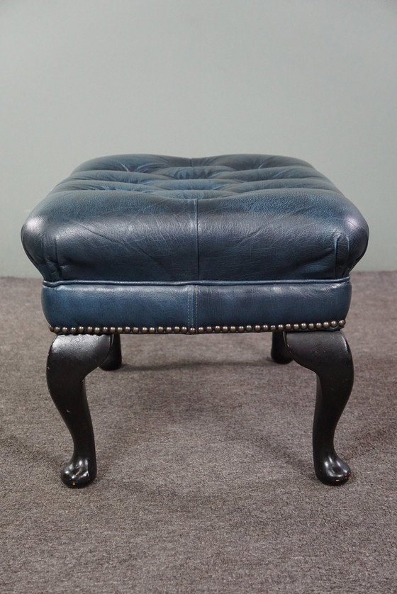 Image 1 of Chesterfield-Ottomane aus Rindsleder in Jeansblau