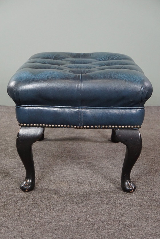 Image 1 of Chesterfield-Ottomane aus Rindsleder in Jeansblau