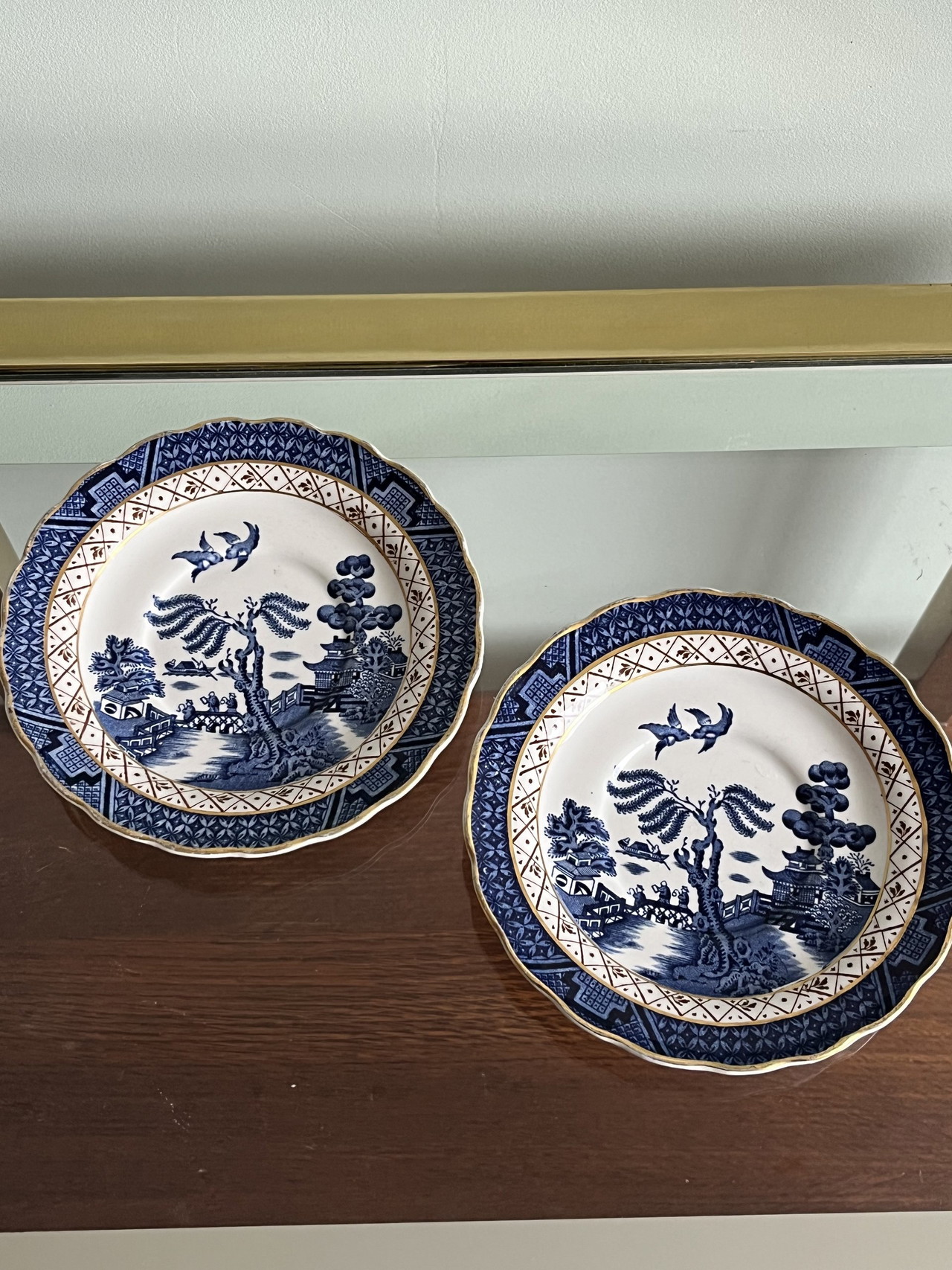 2x Teller Echte alte Weide | Geschirr gebraucht