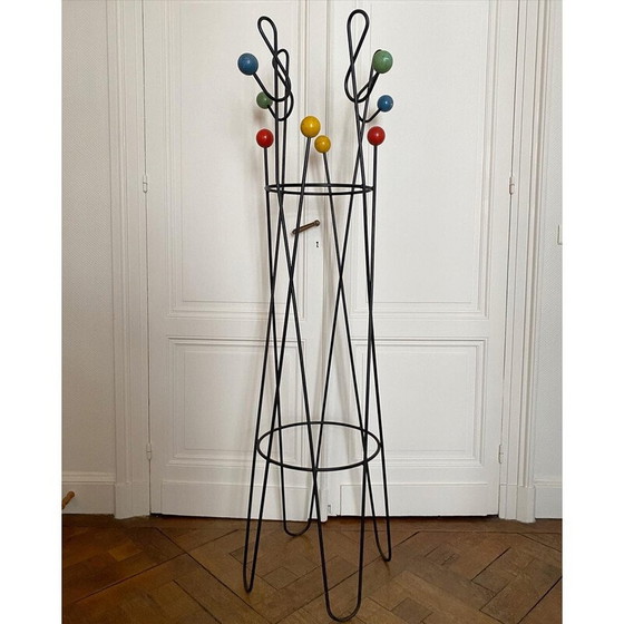 Image 1 of Vintage-Garderobe "Violinschlüssel" aus lackiertem Metall von Roger Feraud, 1950