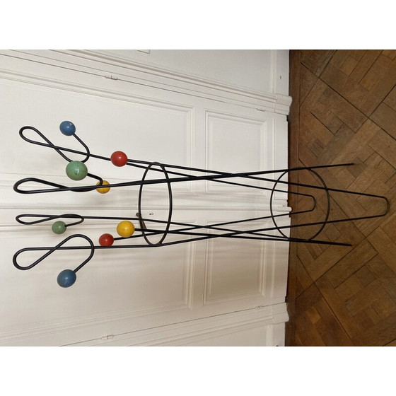 Image 1 of Vintage-Garderobe "Violinschlüssel" aus lackiertem Metall von Roger Feraud, 1950