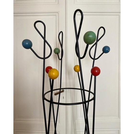 Image 1 of Vintage-Garderobe "Violinschlüssel" aus lackiertem Metall von Roger Feraud, 1950