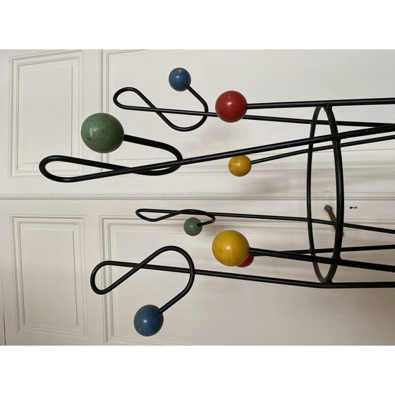 Image 1 of Vintage-Garderobe "Violinschlüssel" aus lackiertem Metall von Roger Feraud, 1950