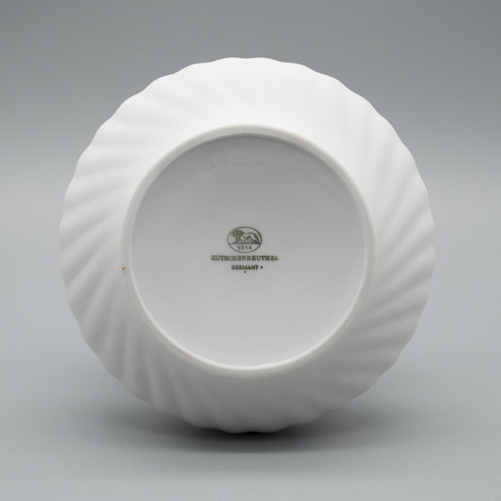 Image 1 of Hutschenreuther Biskuit Porzellan Vase Duo Fein Weiß Abstrakt Op-Art Relief Mcm