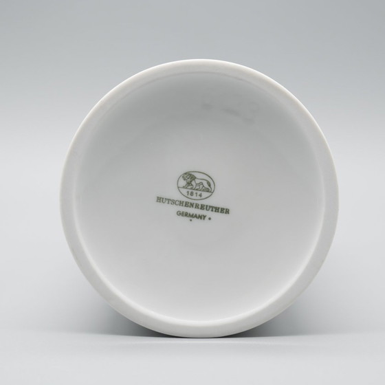 Image 1 of Hutschenreuther Biskuit Porzellan Vase Duo Fein Weiß Abstrakt Op-Art Relief Mcm
