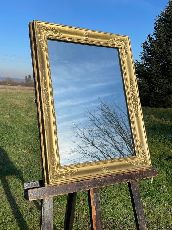 Image 1 of Antiker, französischer Spiegel, vergoldeter Rahmen, um 1830