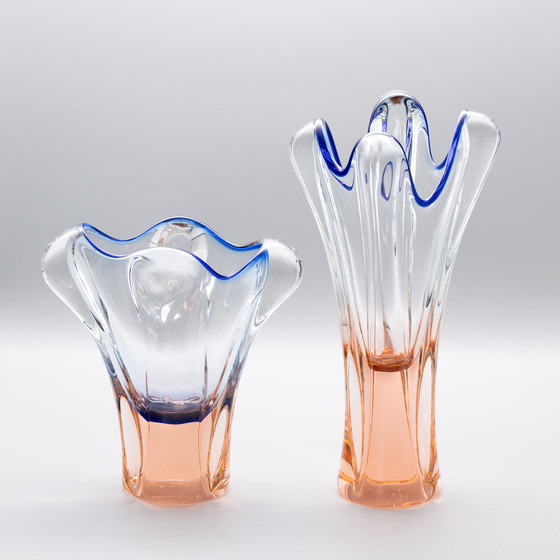 Image 1 of 2x Josef Hospodka Chřibská Borske Sklo Vase