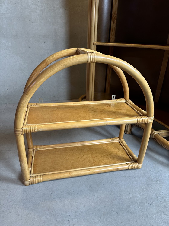 Image 1 of Vintage TIKI Bar + Regal (Bambus und Eichenfurnier)