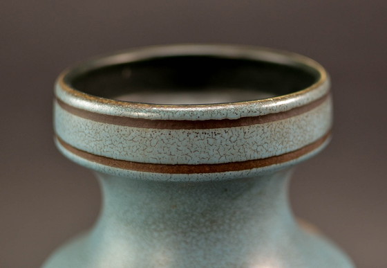 Image 1 of Mid Century Blaue goldfarbene Keramikvase von Jasba, Deutschland 1950er Jahre