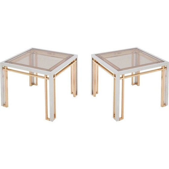 Image 1 of Paar Vintage-Couchtische mit verchromtem Gestell von Romeo Rega, Italien 1970