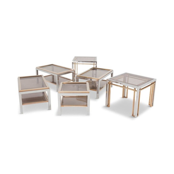 Image 1 of Paar Vintage-Couchtische mit verchromtem Gestell von Romeo Rega, Italien 1970