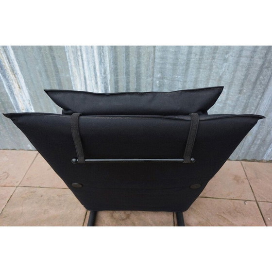 Image 1 of Vintage Schwarzes Segeltuch Hochlehner T-line Sessel von Burkhard Vogtherr von Arflex 1984s