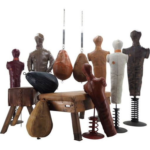Vintage Leder Turnhalle Ausrüstung oder Dekoration, Boxen oder Ringen Bänke für Dummies, 1990