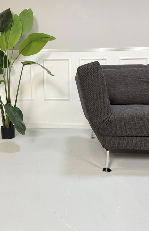 Brühl Moule Small 2-Sitzer Designer Sofa Stoff Grau Braun