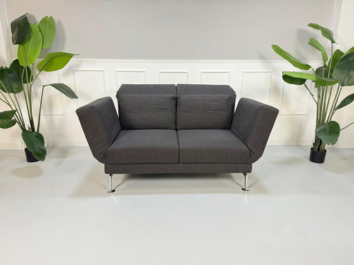 Brühl Moule Small 2-Sitzer Designer Sofa Stoff Grau Braun