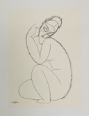 Amedeo Modigiliani (1884-1920), "Aktstudie 2". In der Platte signiert.