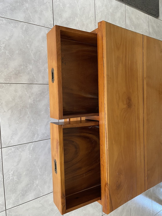 Image 1 of Kaffeekommode, Teakholz mit 3 Schubladen und einer Klappe
