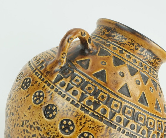 Image 1 of Große Mid Century Modern Keramische Vase Abstraktes Dekor 1960S 70S