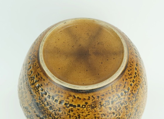 Image 1 of Große Mid Century Modern Keramische Vase Abstraktes Dekor 1960S 70S