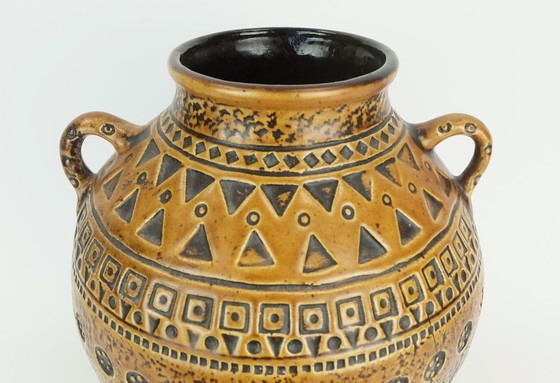 Image 1 of Große Mid Century Modern Keramische Vase Abstraktes Dekor 1960S 70S