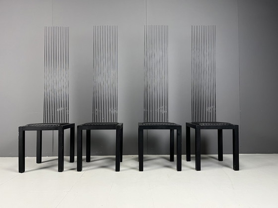 Image 1 of Vintage Esszimmerstühle mit hoher Rückenlehne, 1980er Jahre