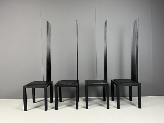 Image 1 of Vintage Esszimmerstühle mit hoher Rückenlehne, 1980er Jahre