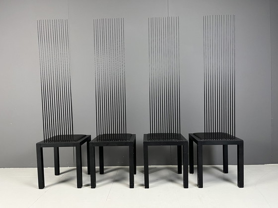 Image 1 of Vintage Esszimmerstühle mit hoher Rückenlehne, 1980er Jahre