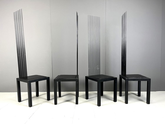 Image 1 of Vintage Esszimmerstühle mit hoher Rückenlehne, 1980er Jahre