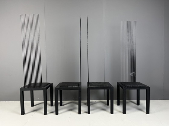 Image 1 of Vintage Esszimmerstühle mit hoher Rückenlehne, 1980er Jahre