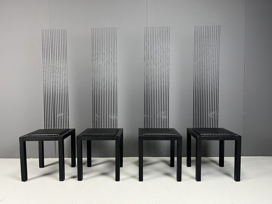 Image 1 of Vintage Esszimmerstühle mit hoher Rückenlehne, 1980er Jahre