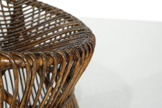 Image 1 of Hocker aus Rattan, Italien, 1960er Jahre.