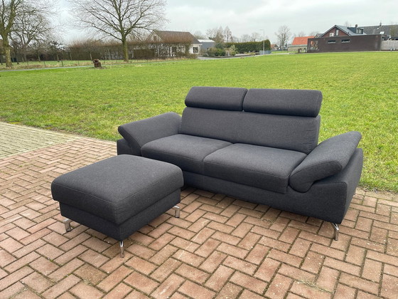 Image 1 of Montel 3-Sitzer Anthrazit Sofa + Hocker