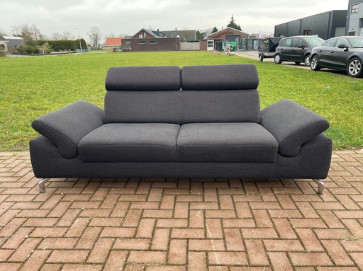 Montel 3-Sitzer Anthrazit Sofa + Hocker