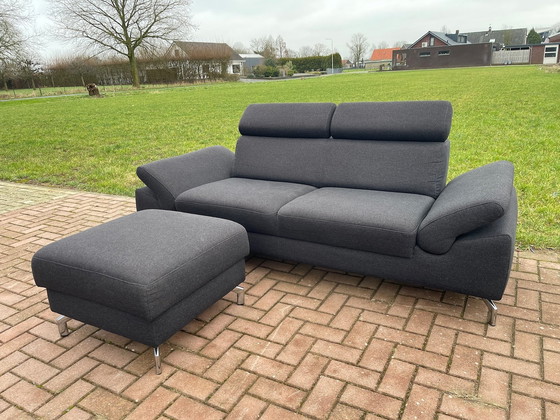 Image 1 of Montel 3-Sitzer Anthrazit Sofa + Hocker