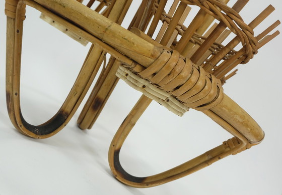 Image 1 of Mid Century Pflanzenständer Rack 1950S 60S Bambus Rattan Hawaii Tiki Ära