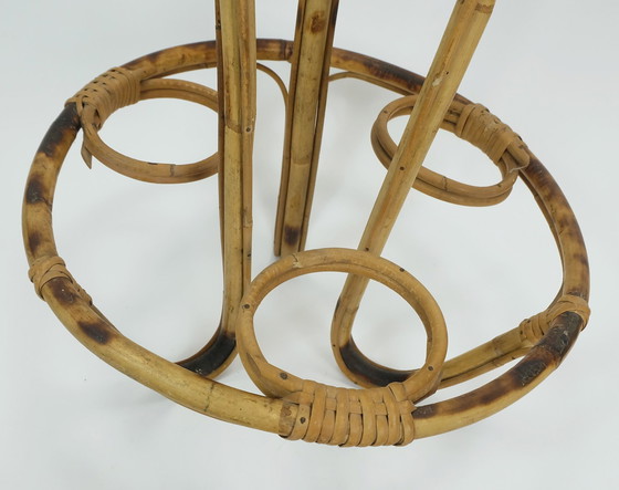 Image 1 of Mid Century Pflanzenständer Rack 1950S 60S Bambus Rattan Hawaii Tiki Ära