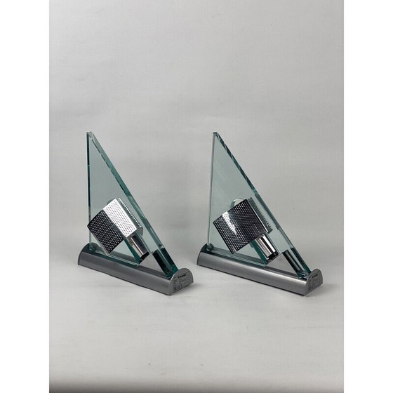Image 1 of Ein Paar Icaro-Wandlampen aus Glas und Metall von Carlo Forcolini für Artemide, Italien 1986