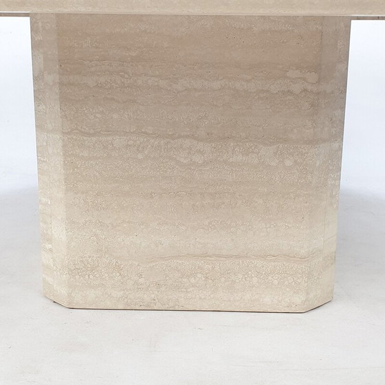 Image 1 of Achteckiger Couchtisch aus Travertin, Italien 1980