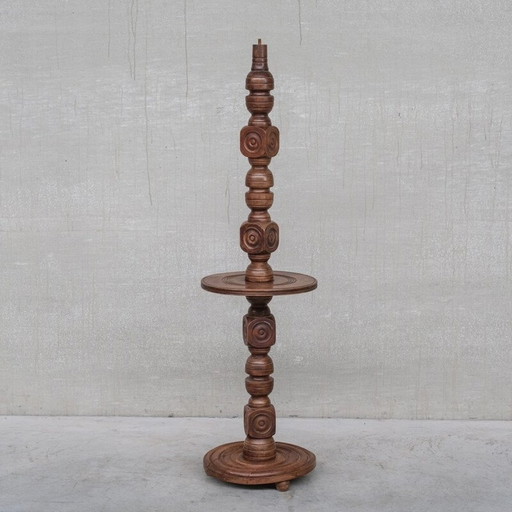 Mid Century Stehlampe aus Eichenholz, Frankreich 1940er Jahre