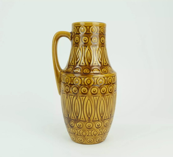 Image 1 of scheurich mid century VASE 1960er Jahre Dekor hellas ocker glasiert Modell 423-25