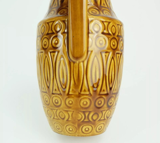 Image 1 of scheurich mid century VASE 1960er Jahre Dekor hellas ocker glasiert Modell 423-25