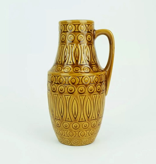 scheurich mid century VASE 1960er Jahre Dekor hellas ocker glasiert Modell 423-25