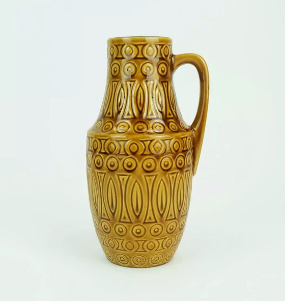 Image 1 of scheurich mid century VASE 1960er Jahre Dekor hellas ocker glasiert Modell 423-25