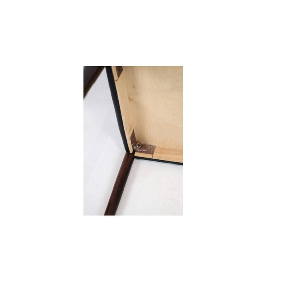 Image 1 of Paar Vintage-Hocker aus Palisanderholz und schwarzem Leder, Dänemark 1960