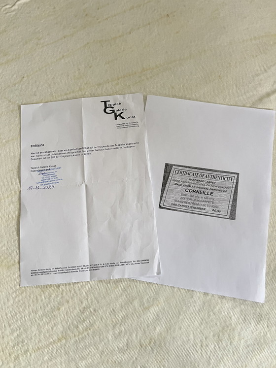 Image 1 of Sehr Früher Corneille (Corneille Guillaume Van Beverloo) Teppich Mit Dem Motiv "Le Chat La Lune Et Le Soleil".