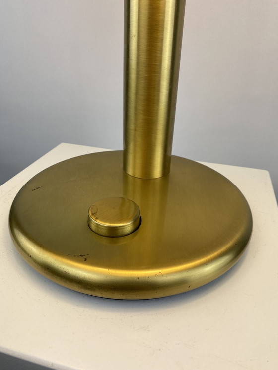 Image 1 of Braun-goldene Schreibtischlampe 7603 von Heinz F.W. Stahl für Hillebrand 1970